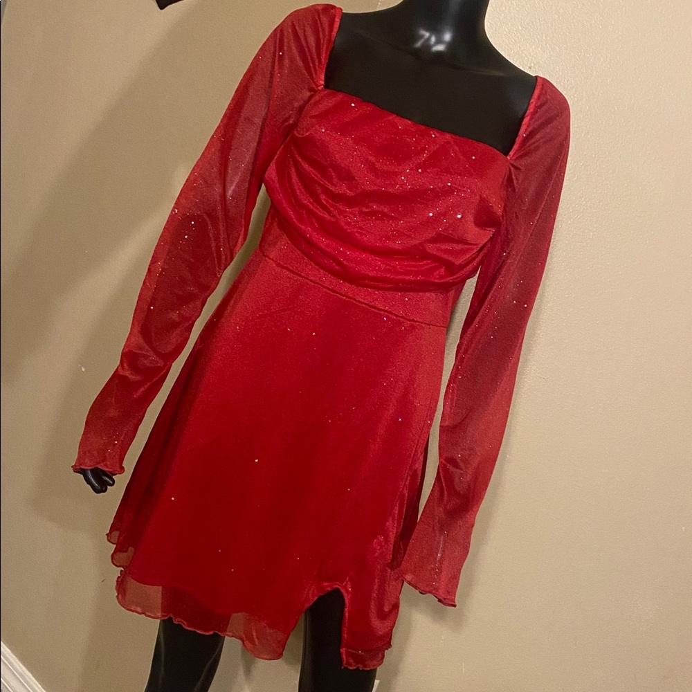 Cider Sparkling Red Long Sleeve Dress